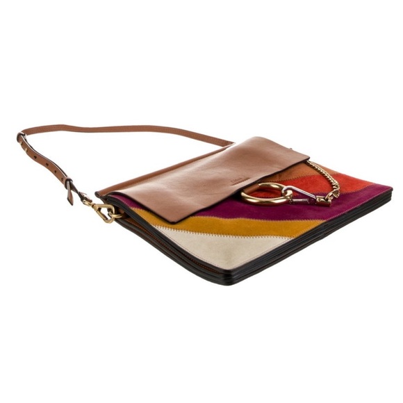 Chloe Multicolor Striped Patchwork Leather & Suede Crossbody Bag - Picture 4 of 5